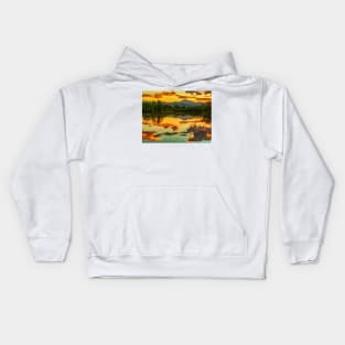 Hot Sunset At Golden Ponds Kids Hoodie